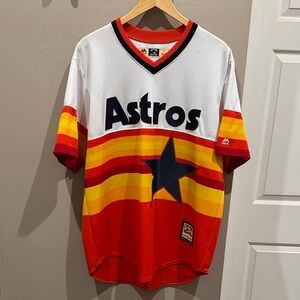 Majestic Astros Striped Jersey in Red, Orange, and Yellow